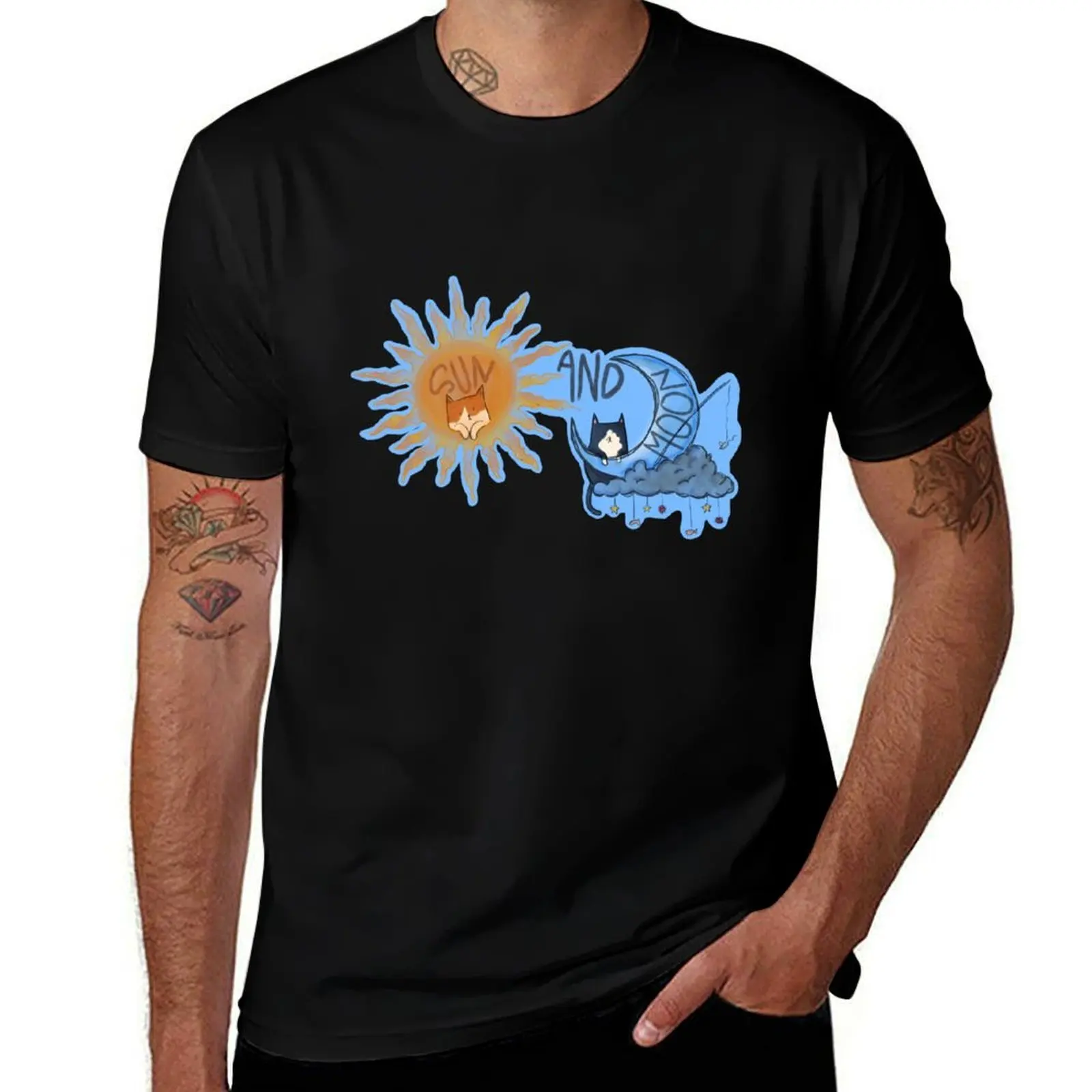 

Sun & Moon - Cats in the cradle T-Shirt vintage graphic tee quick drying man clothes shirts men