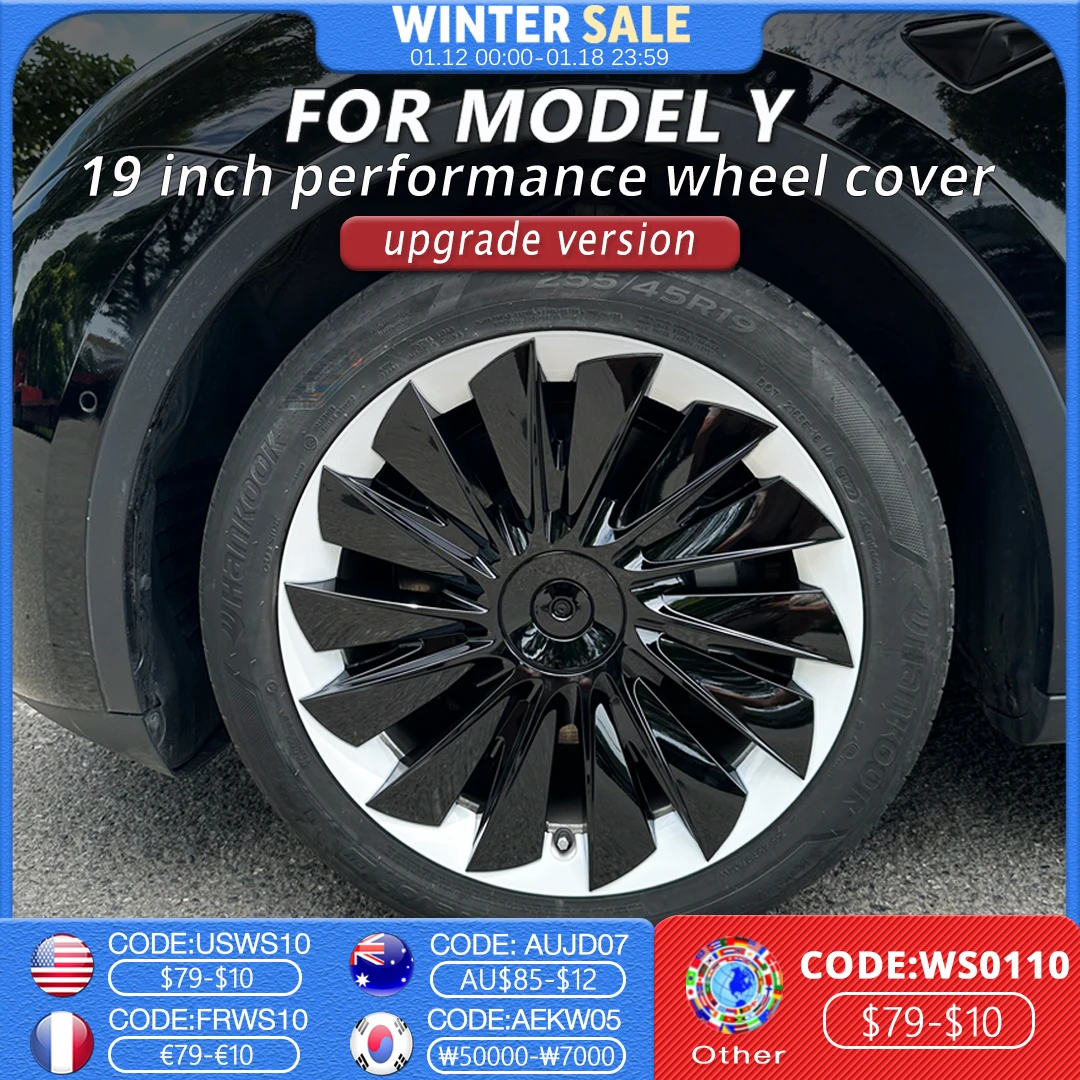 

4PCS HubCap Performance Automobile Replacemen Hub cap Full Rim Cover Accessories Wheel Caps for Tesla Model Y 19 Inch 2020-2024
