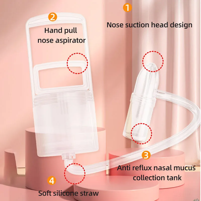 Baby Nasal Aspirator Manually Press The Nasal Aspirator Manual Mucus Removal One-way Airflow Control Nose Sucker For Kids Babies