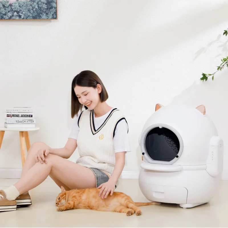 Automatic Self Cleaning Smart Cat Toilet Cat-shaped Automatic Quick Cleaning Plastic Smart Cat Litter Box Collector Pet Supplies