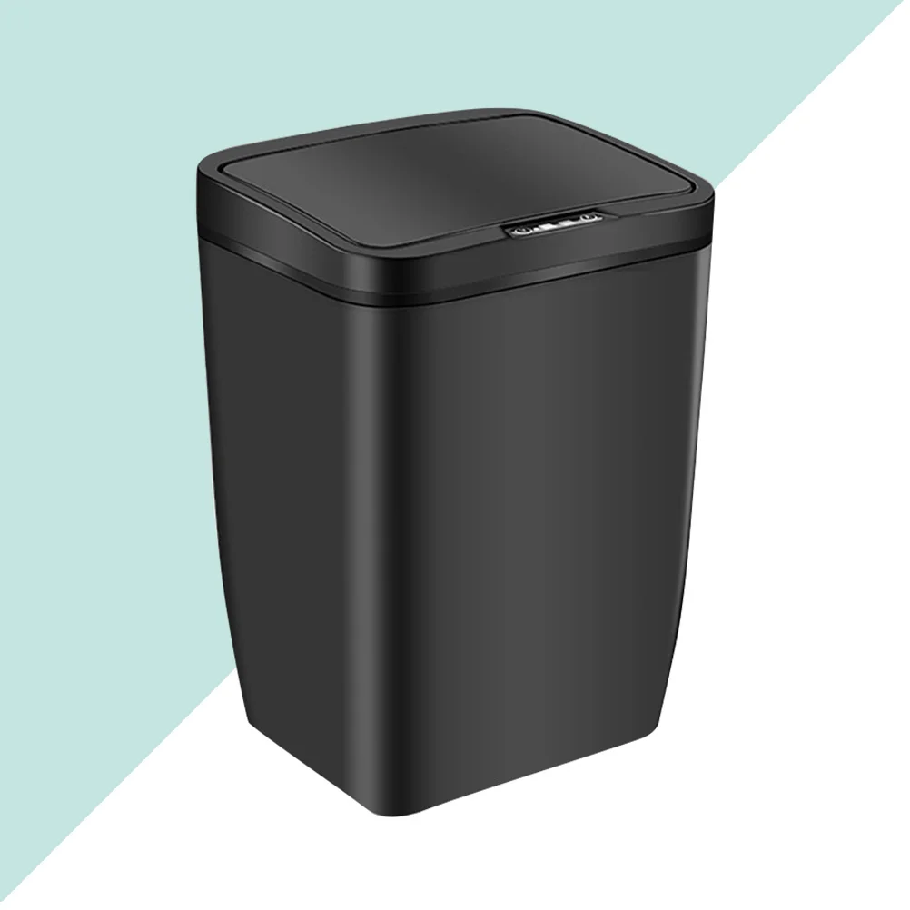 Inductive Trash Can Trash Bin Automatic Smart Sensor Kitchen Bathroom Rubbish Bin Garbage Can Waste Bin without Battery (Black)