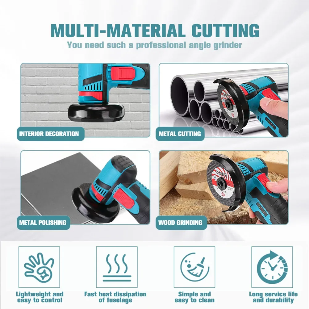 Mini Angle Grinder Brush Cutter 12V Cordless Small Polishing Machine Cutting Portable Polisher Saw Blade Home DIY Power Tool