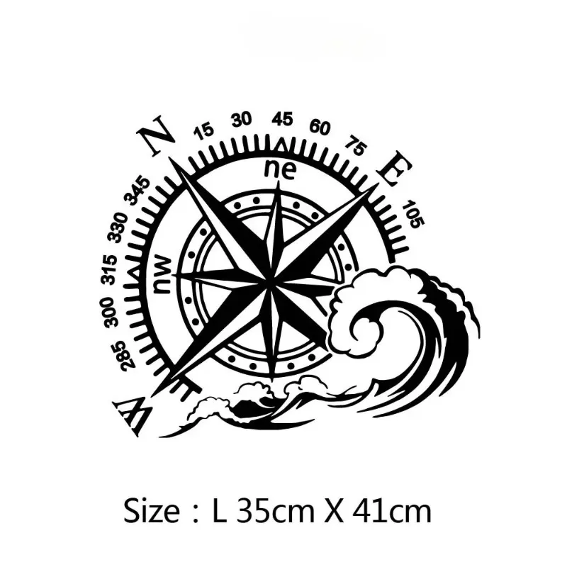 Car Ocean Compass Vinyl Stickers, Removable Caravan, Camper, Travel