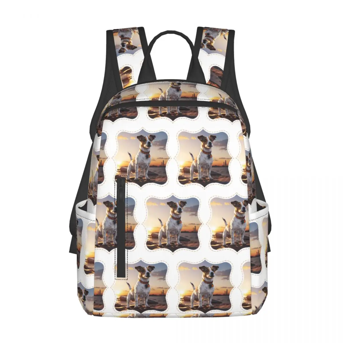 

Jack Russell Dog At Sunset Backpack Daypack Large Capacity Children BookBag School Bag Shoulder Bags for Men Women