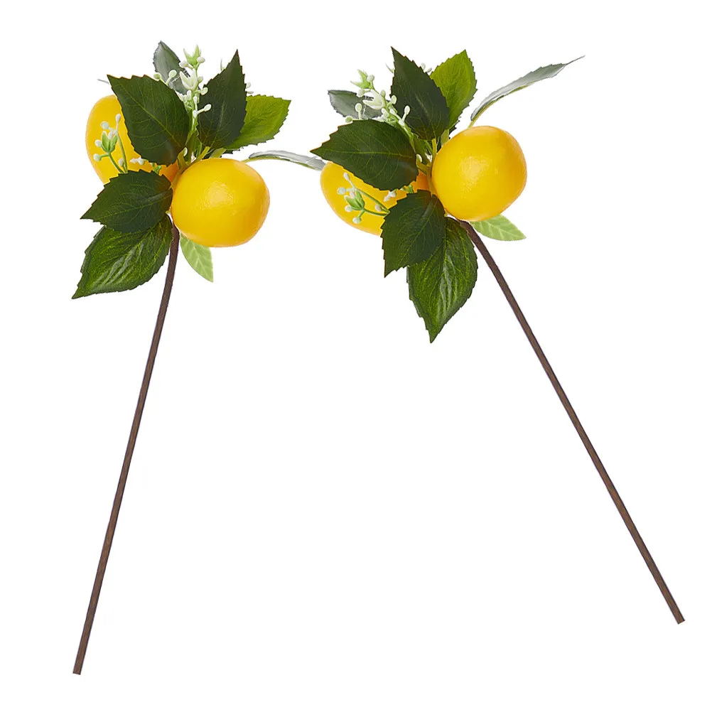 

2Pcs Artificial Lemon Branch Lifelike Fake Fruit Stem for DIY Napkin Rings Table Centerpiece Vase Decoration Home Wedding Party