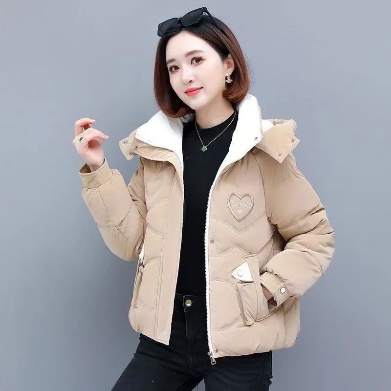 

Winter Jackets Warm Casual Loose Parkas 2025 Women's Down Cotton Jacket Solid Oversize Elegant Female Soft Thick Puffer Coat
