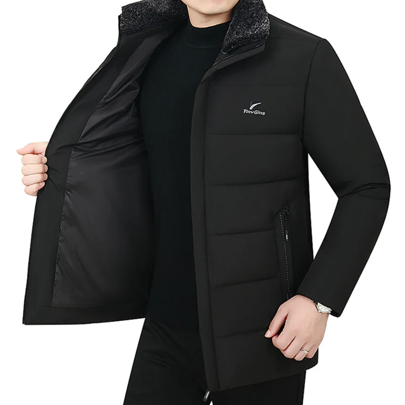 Chaqueta gruesa con Cuello de piel para hombre, abrigo informal para mantener el calor, Parka para exteriores, invierno, 2024