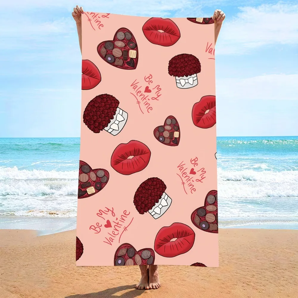 Heart Symbol Bath Towel 27x55inch Beach Towel Microfiber Quick-dry Yoga Mat Outdoor Travel Camping Picnic Blanket Sunscreen view 3