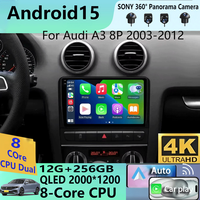 Android 15 Carplay Auto Car Radio For Audi A3 8P 2003-2013 2din Multimedia Player GPS Navigation Audio Stereo DSP 360 Camera 4G