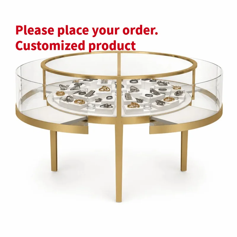 custom.Custom Jewelry Display Island with Glass and Gold Frame Boutique Jewelry Store Distributor and Interior De