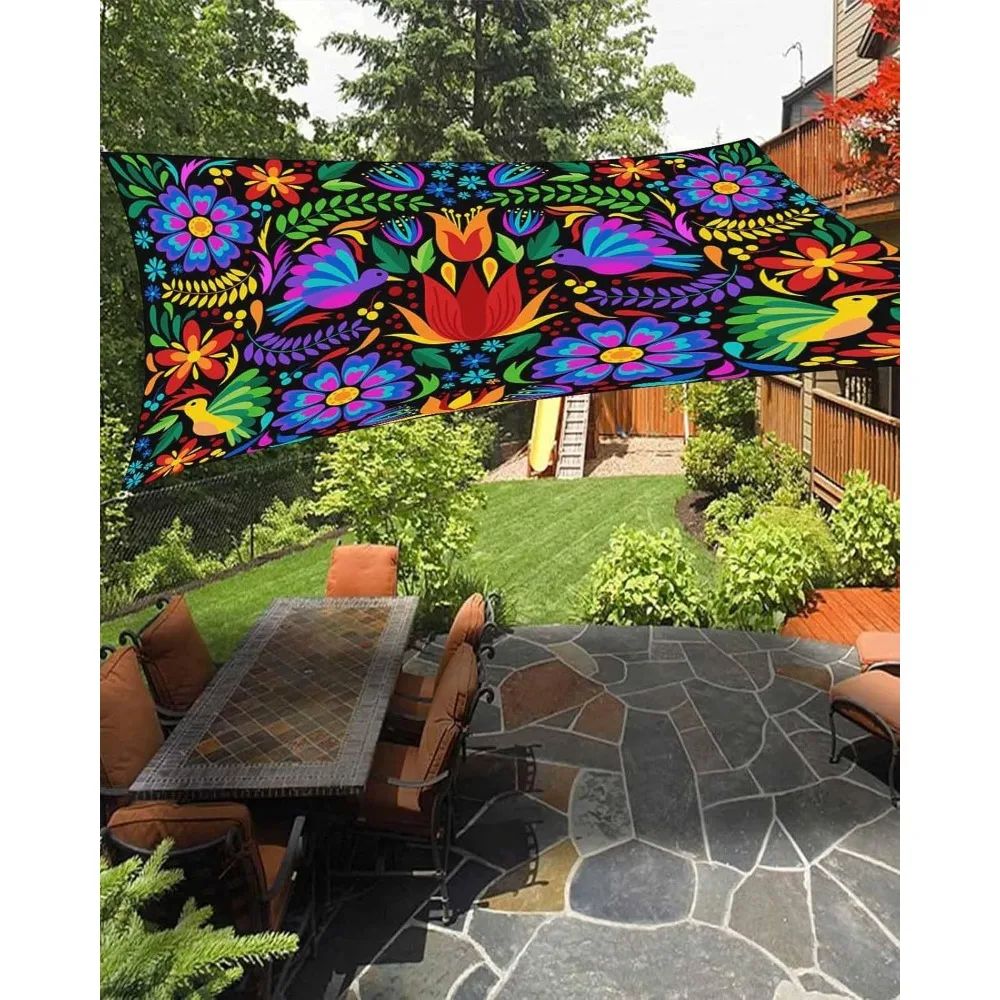 

Sun Shade Sail 8'x10' Multi Color Mexican Floral Rectangle Sun Shade Sails Canopy Waterproof Assorted Outdoor Sunshades Sand UV