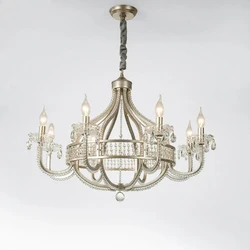 American Crystal Chandelier France Chrome Pendent Lamp  For Living Room Dining Room Bedroom Lighting Home Decor Droplight