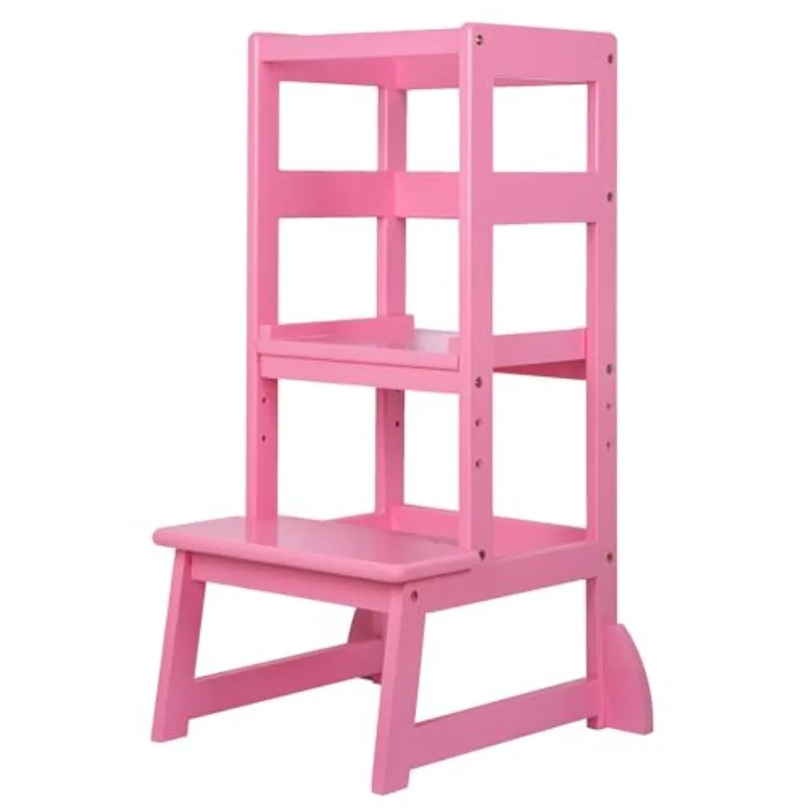 

Mother's Helper Adjustable Height Kitchen Step Stool Toddlers Counter Level Learning Stool for Kitchen and Bathroom Pink