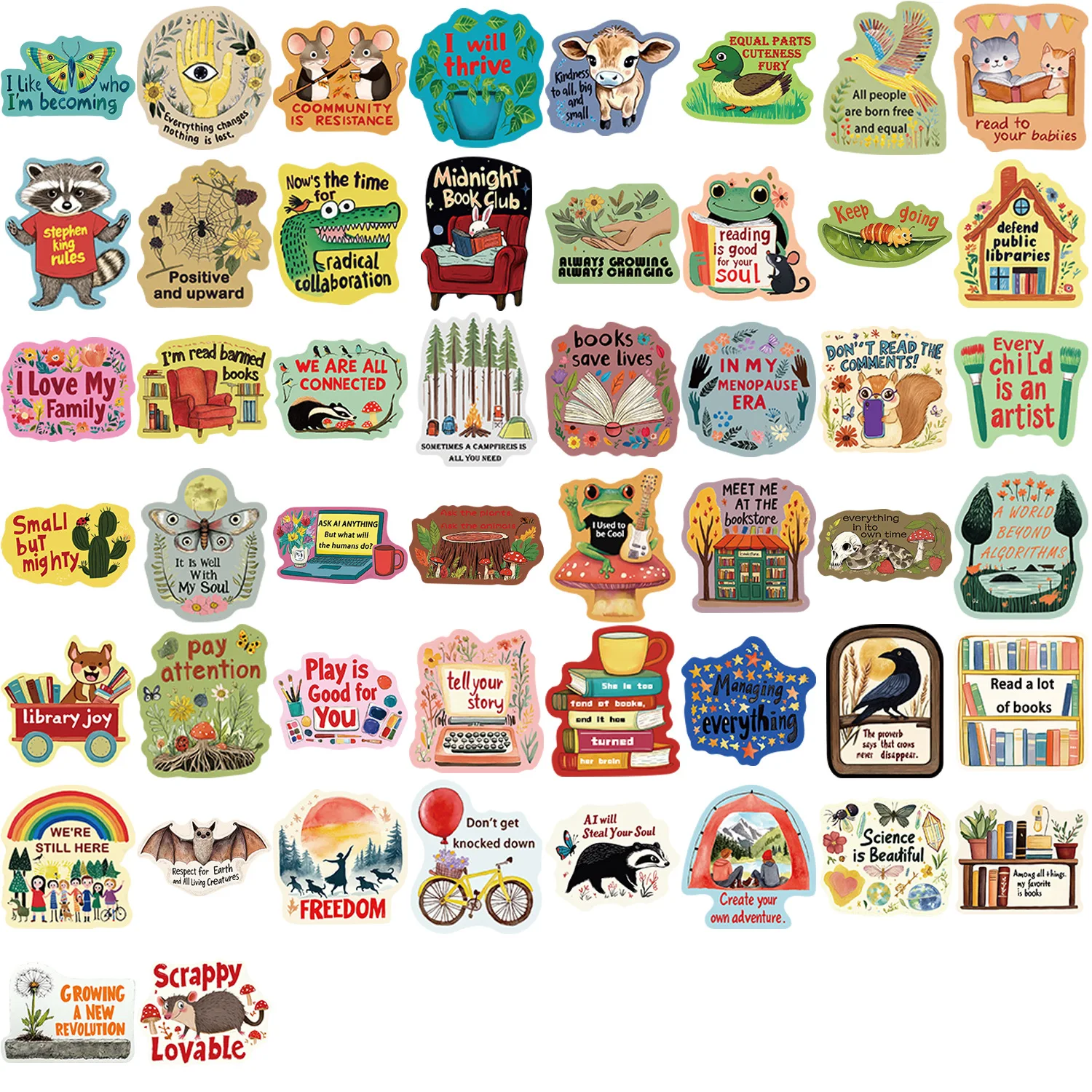 50 STKS Cartoon Europa Amerika Stijl Stickers Inspirerende Korte Zinnen Graffiti Decoratie Notebook Koffer Gitaar Decals