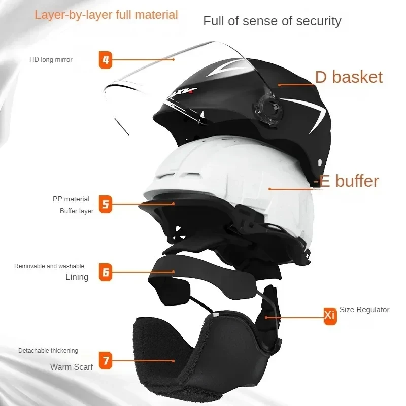 Motorfiets Elektrische Fiets Helm Zomer Zonwering Halve Helm Lange Bruine Lenzen Uv Bescherming Verstelbare Hoofdomtrek