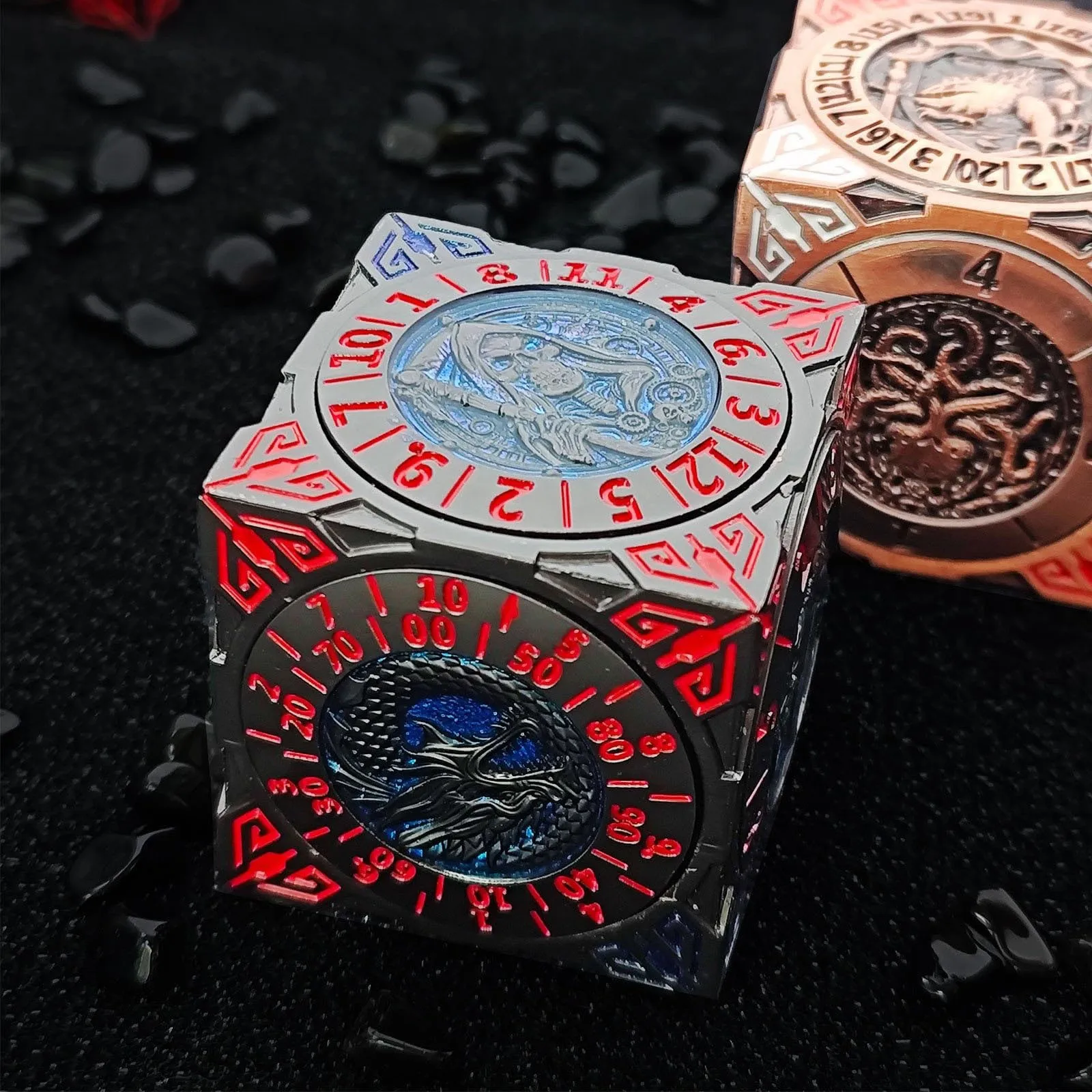 1pc-ギフトボックスダイス、ギフト用の-3d-レリーフ付き-7-in-1-メタルダイスセット、ロールプレイングゲームダイス、テーブルトップ-rpg-アクセサリー