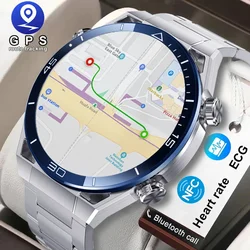 Reloj inteligente NFC ECG + PPG HD para hombre, pulsera de Fitness con llamadas, Bluetooth, control del ritmo cardíaco, GPS, brújula, novedad de 2024