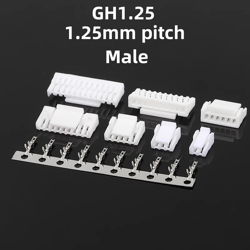 50pcs Gh1.25 Plastic 1.25mm Pitch Harness Male Socket Connector Terminal Hole Socket Interface Socket