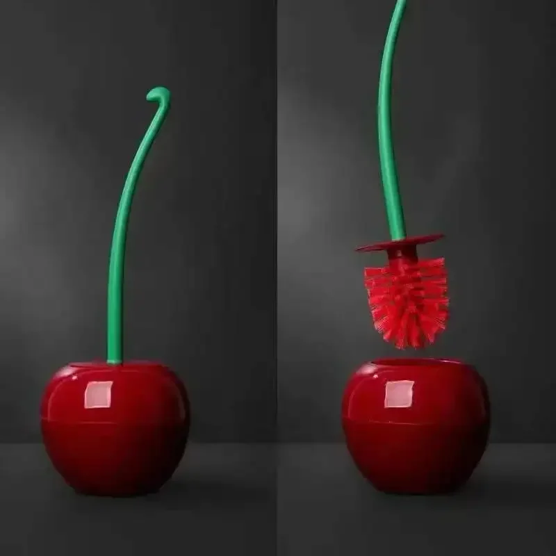 Red Toilet brush toilet holder bathroom accessories Creative Lovely Cherry Shape Lavatory Brush Toilet Brush Holder Set