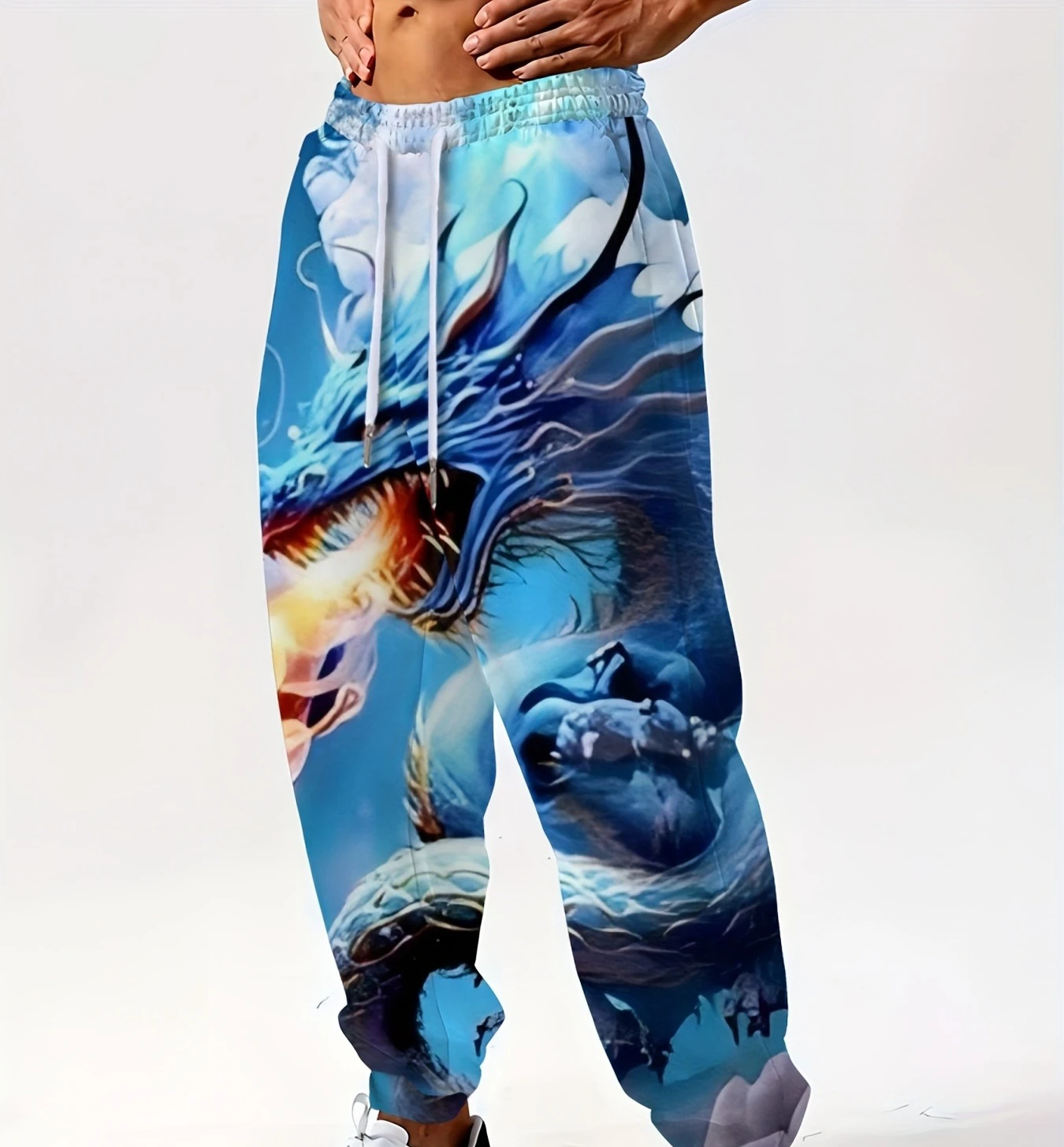 

Новые модные мужские брюки 2026 года с 3D-принтом «Красочный дракон», свободного кроя, для уличной моды, большие размеры