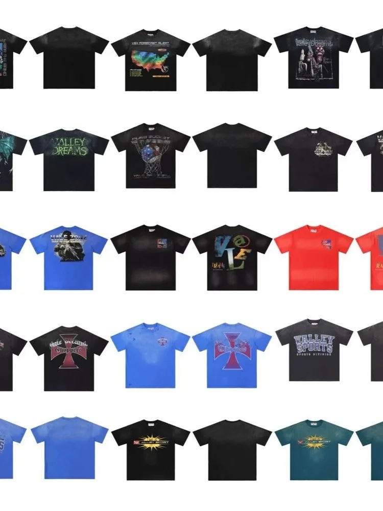 

Vale Forever Valley Retro Logo Summer High Street Print Trendy Casual Short Sleeve T-Shirt Unisex Cotton round Neck Tee