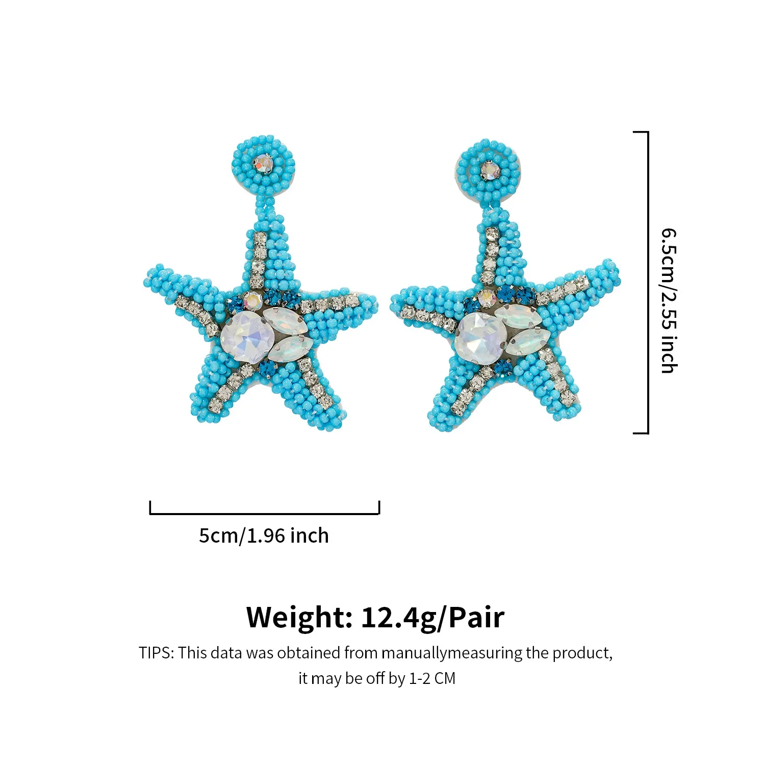 2025 Ręcznie robione kolczyki z koralików Sea Star Originality Bohemia Fabric Art Design Ręczne dzianie Kobieca moda Prosta