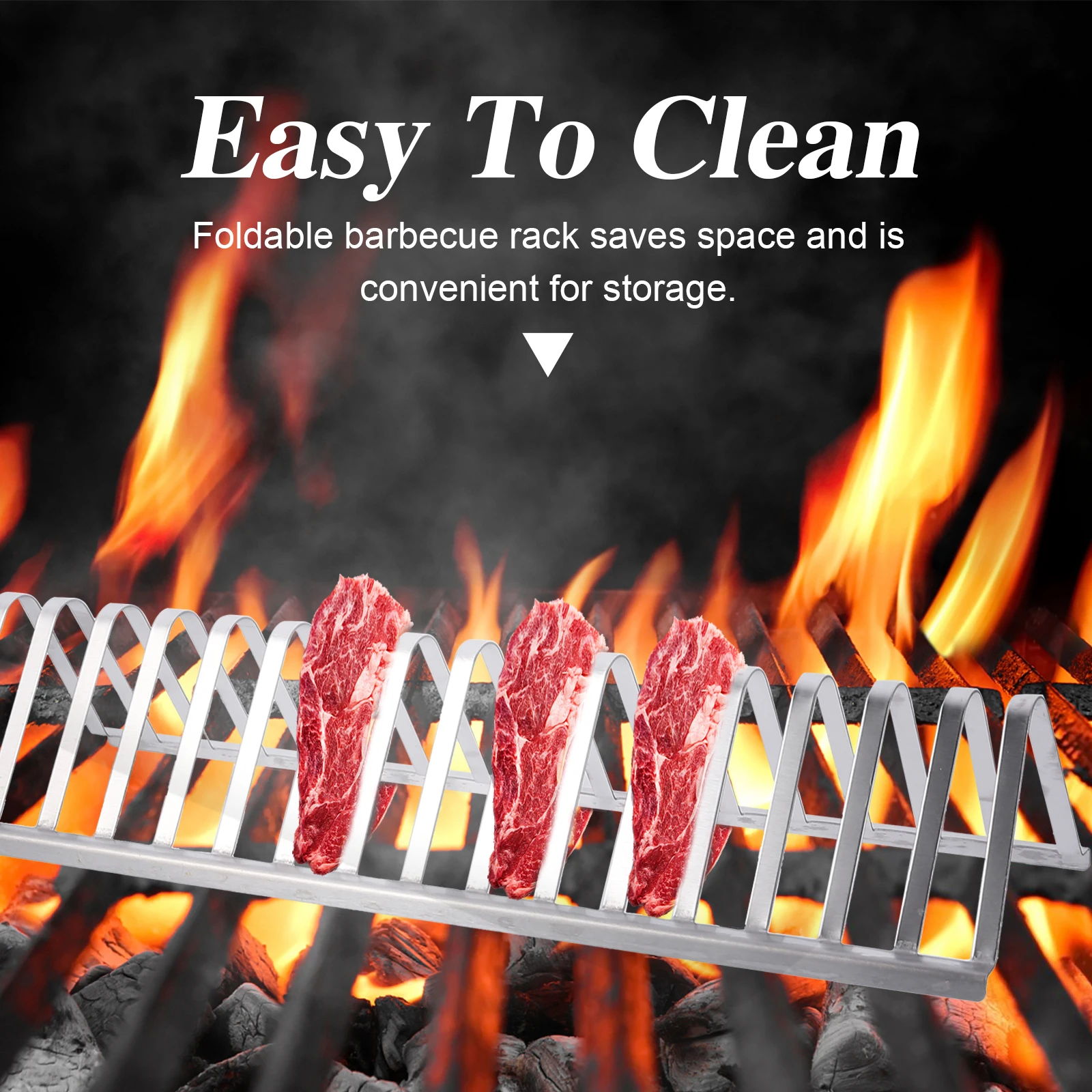 

Portable BBQ Rack Stainless Steel Camping Grill Fire Pit Plate Foldable Barbecue Tool Multiple Meat Roasting