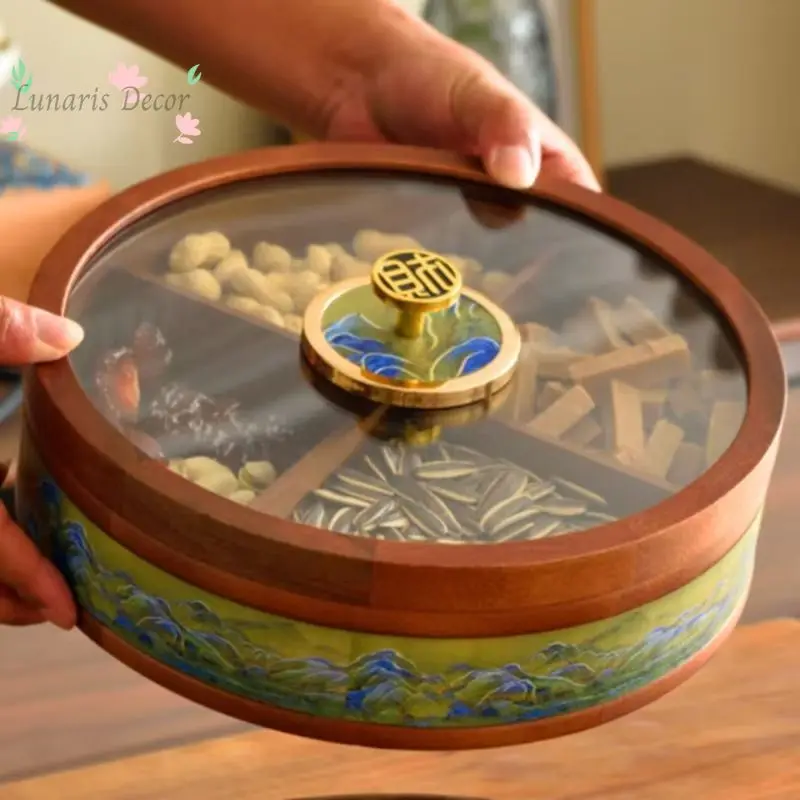 6 years old new new Chinese-style solid wood dried fruit box household living room coffee table fruit plate high-end engagement