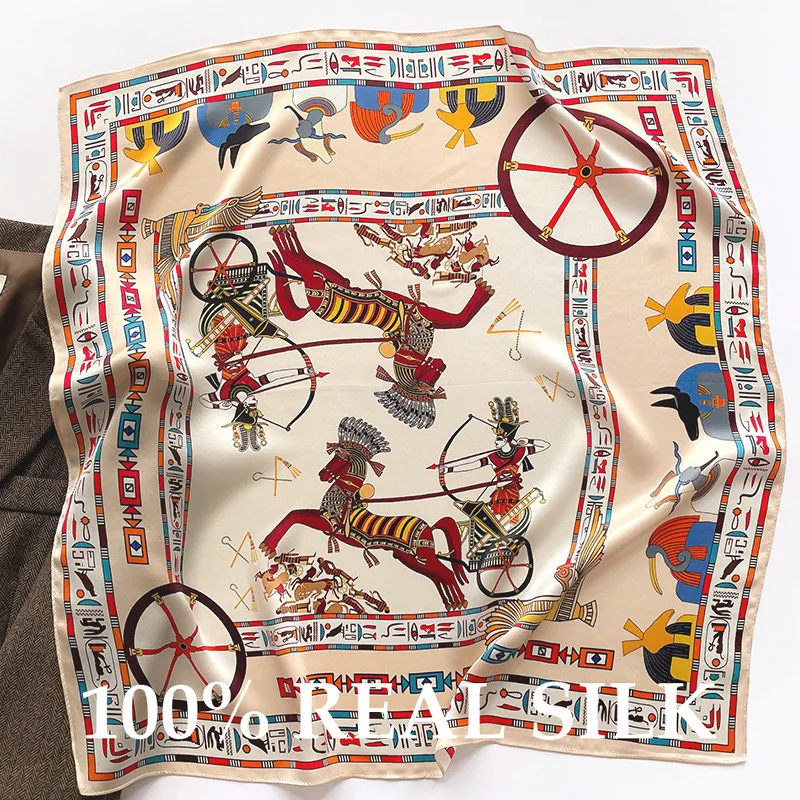 

100% Natural Real Pure Silk Square Scarf for Women Luxury Fashion Shawl Foulard Hijab Neckerchief Bandana Print Bufanda Echarpe