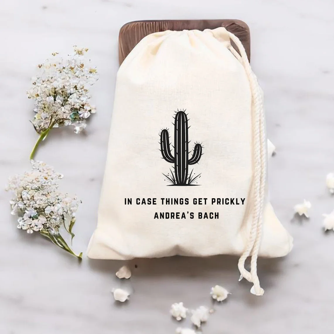 Custom In Case Things Get Prickly Bag, Scottsdale Bachelorette Party Favors, Cactus Birthday Party Hangover Kit, Desert Wedding