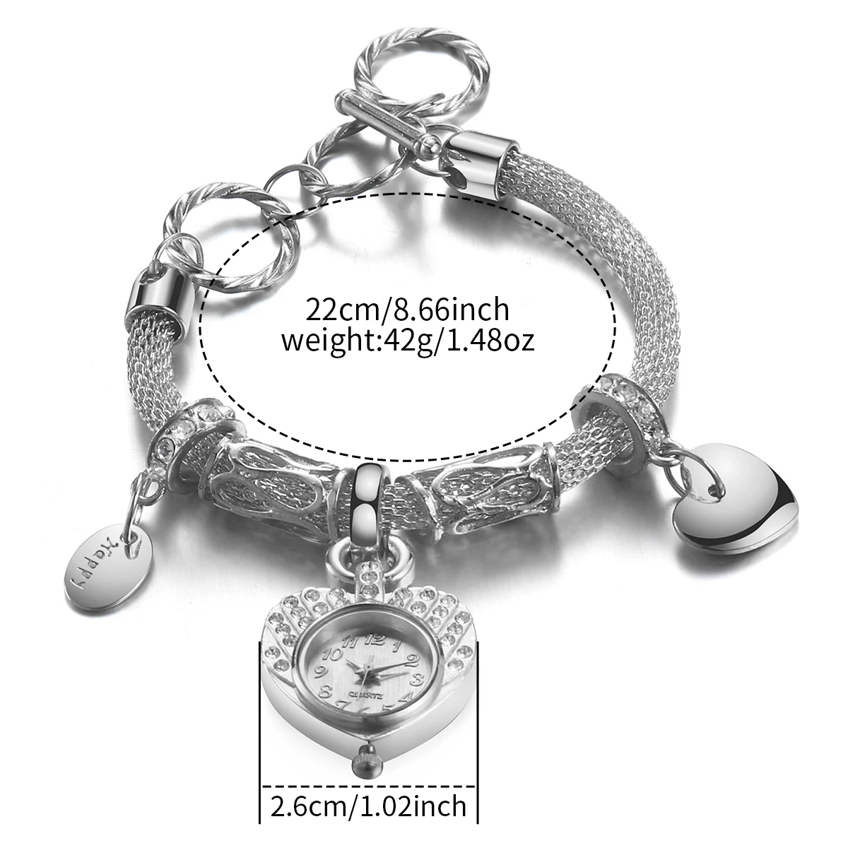 Luxury Rhinestone Heart Dial Women\'s Watch Fashion Ladies Bracelet Quartz Watches