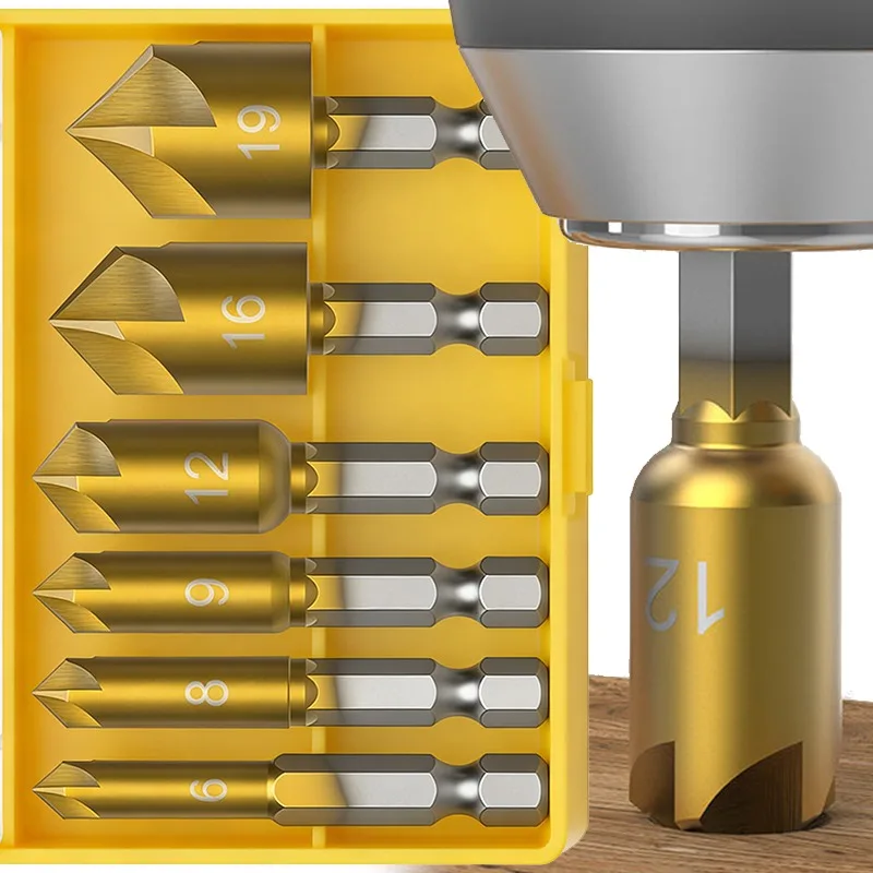 

6-19mm 1/4" Hex Shank Drills Bits High Carbon Steel Chamfer Tools Deburring Cutter for Metal Wood Plastic Countersink Bit Kits
