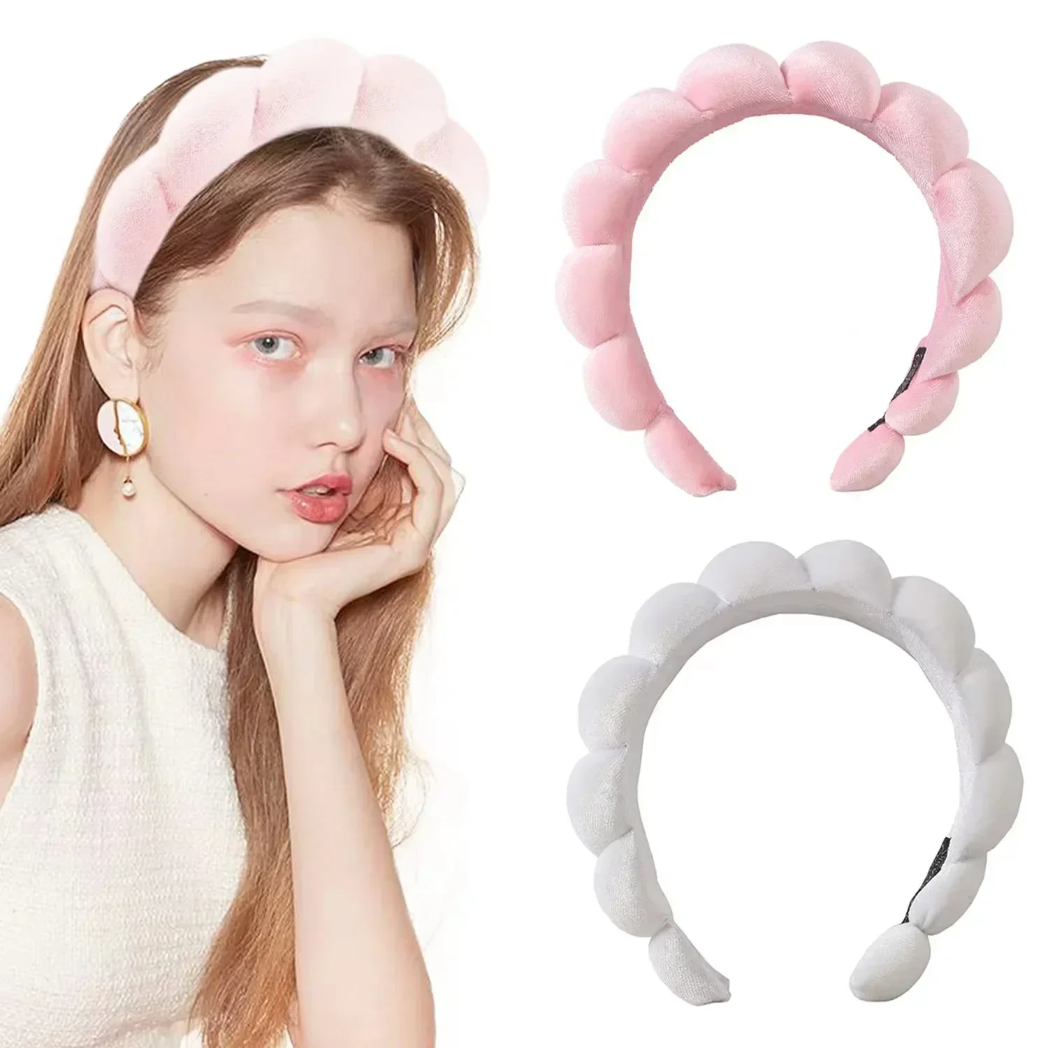 Autumn new candy colored cloud makeup bubble towel for girls fluffy vintage headband soft headband  women's headwear 헤어밴드