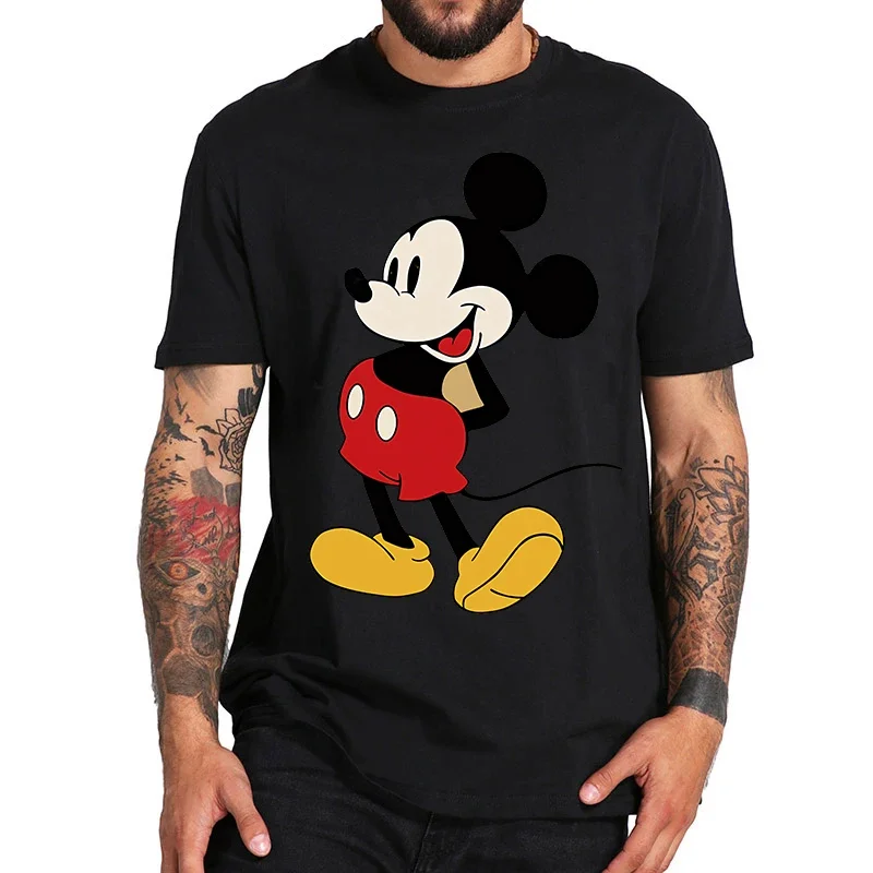 T-shirt for Men Disney Mickey Mouse Pattern Women's T-shirt Anime Tops Fashion Couples Section Short-Sleeved Y2k Top