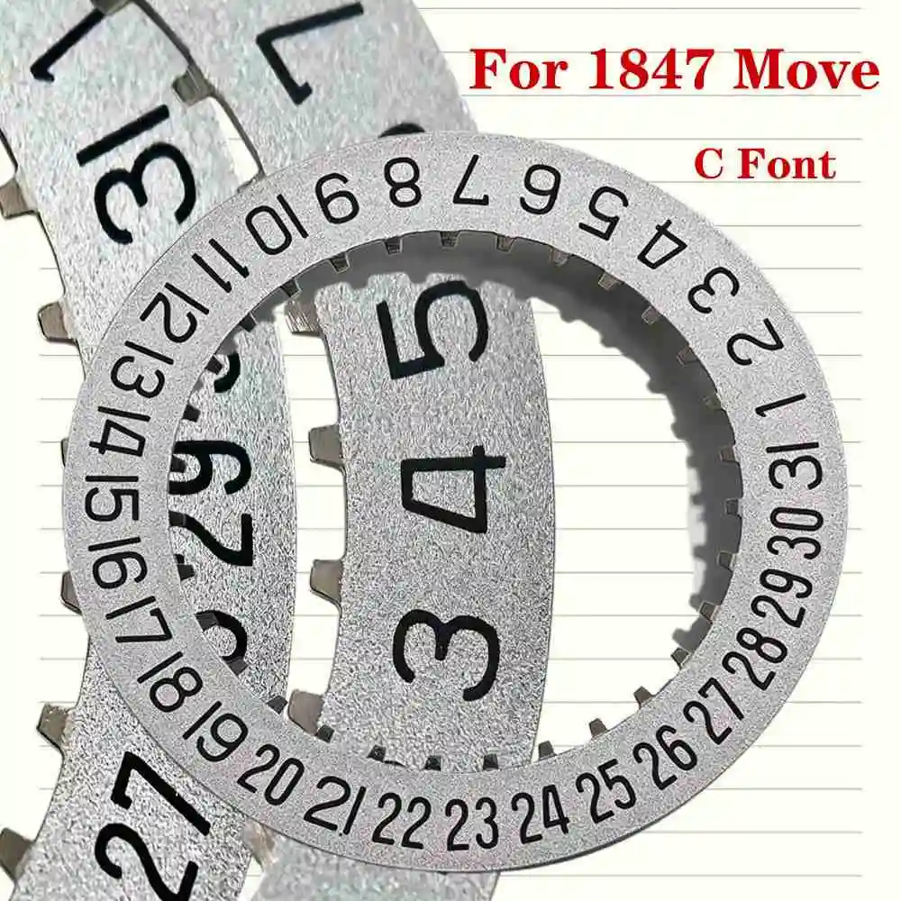 Watch Accessories Silver Date Dial C Font Wheel Calendar Disc for 1847 Movement at 6 O‘clock