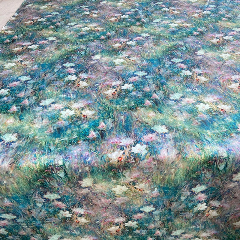 108CM Wide Floral Printed Stretch Muti-color Heavy Silk Crepe Fabric for Dress Pants Soft Silk Fabric for DIY Sewing R7150-12