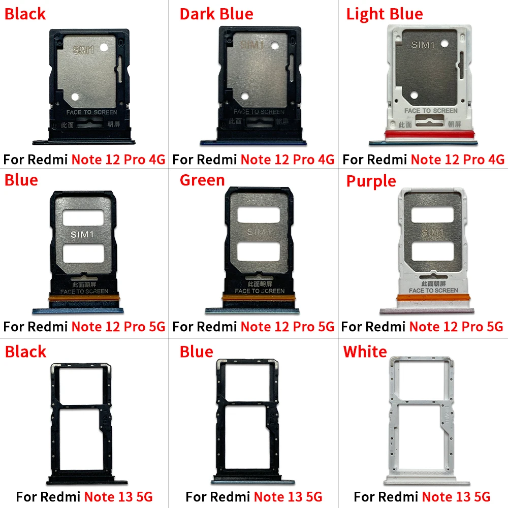 2Pcs/Lot Suitable For Xiaomi Redmi Note 13 12 Pro 4G 5G Mobile Phone New Lateral SIM Card Tray Chip Slot Holder Pocke