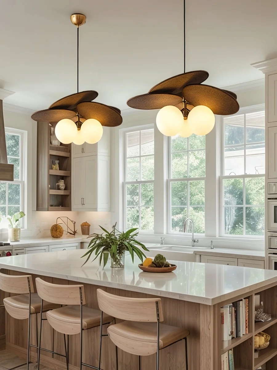 Francês vintage pingente de luz rattan tecer lâmpada pendurada para sala jantar retro decoração casa quarto sala estar iluminação lustre