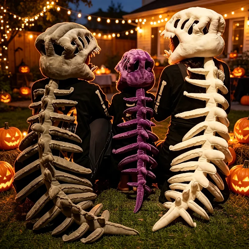 Dinosaur Skeleton Headgear Pillow - 5 Colors, Ideal for Party Cosplay Costume and Sofa Lounging Dino Pillows