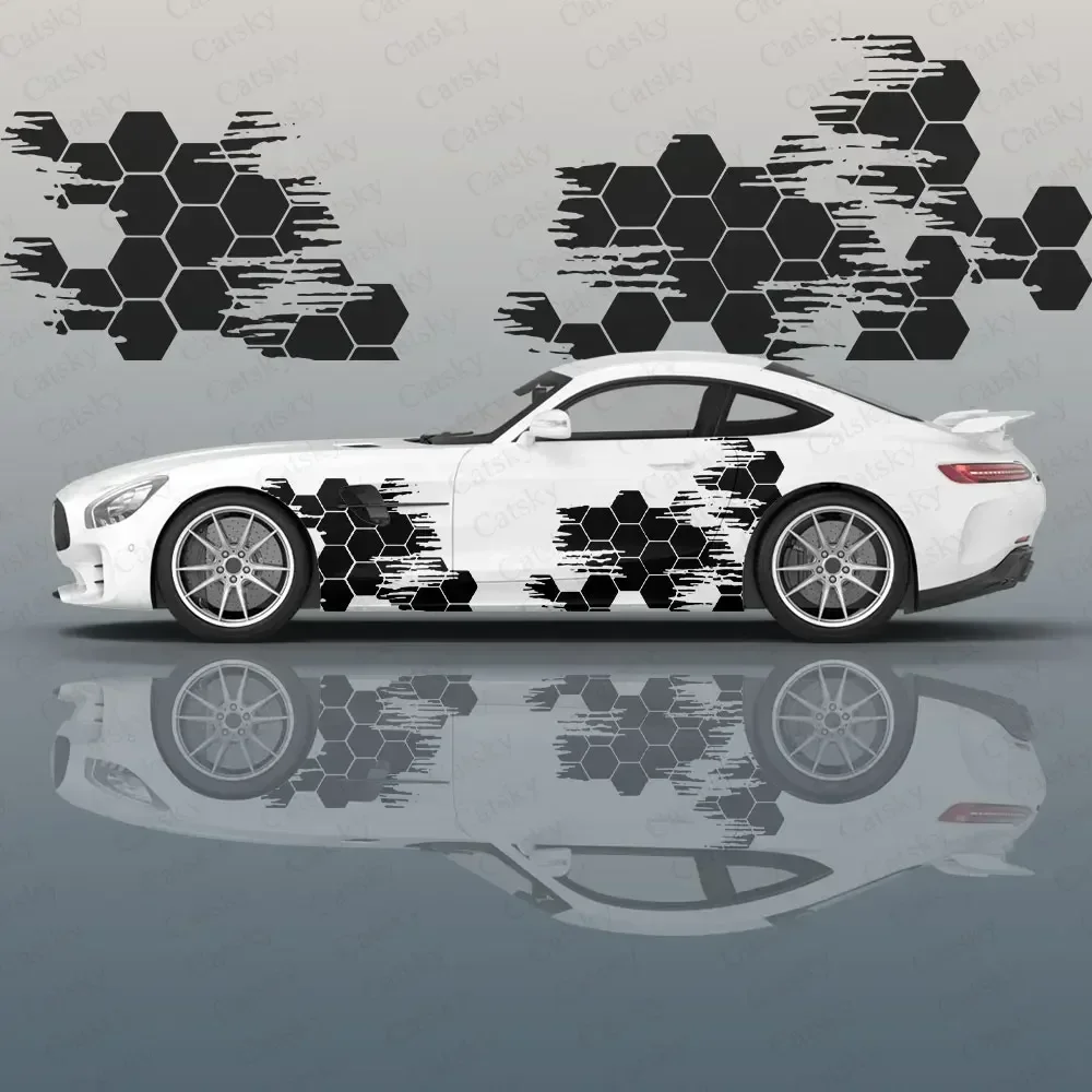 

hexagonal honeycomb Car Decal Protective Film Vinyl Itacar Racing Side Graphics Wrap Accessories Spray Paint auto Stickers Film