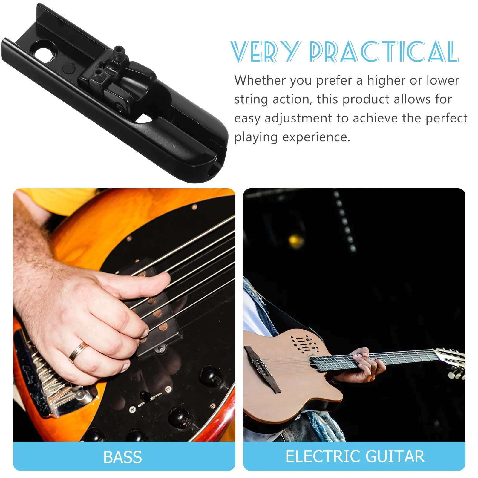 4Pcs Bass Single Bridge Set 4-String Electric Bass Guitar Replacement Parts Black Split Stability Enhanced Sound