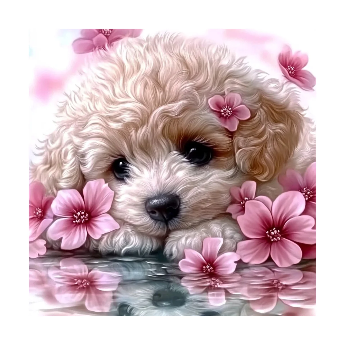 1 Stück 40x40 cm/15,74 Zoll, 11CT/14CT Druck-Kreuzstich-DIY-Set, Entspanntes Kreuzstich-Set für Erwachsene Anfänger, Kleiner Weißer Hund – Detail 3