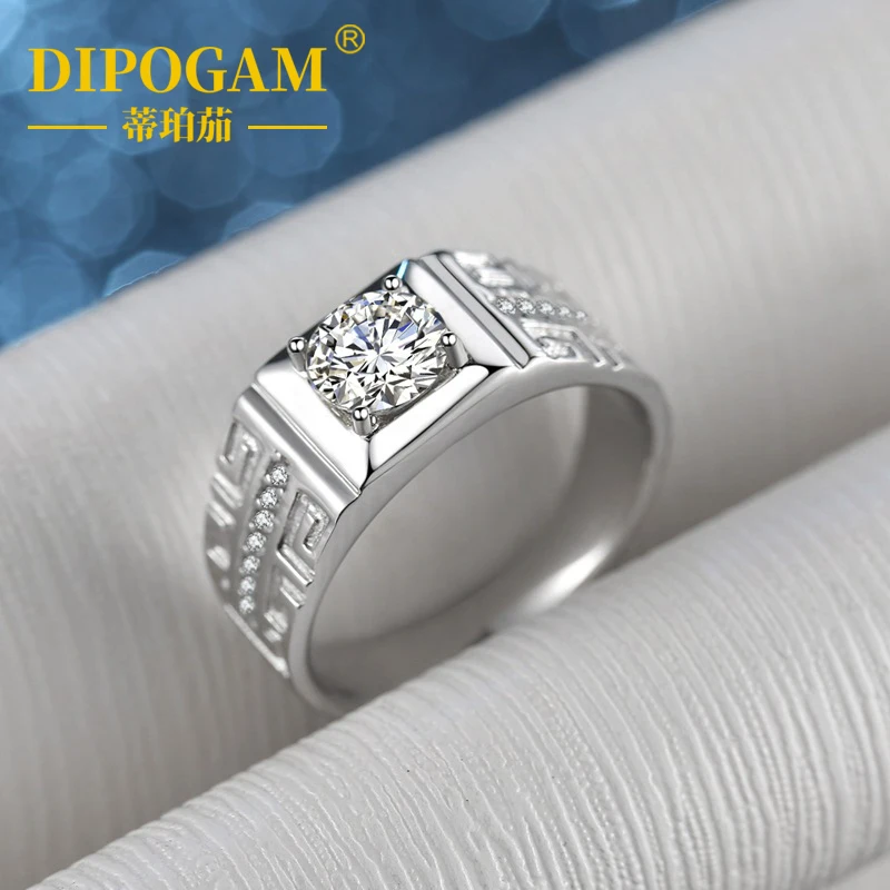 

DIPOGAM Очаровательные кольца из стерлингового серебра 925 пробы для мужчин, блестящее кольцо с муассанитом, модные подарки, обручальные свадебные ювелирные изделия высокого качества