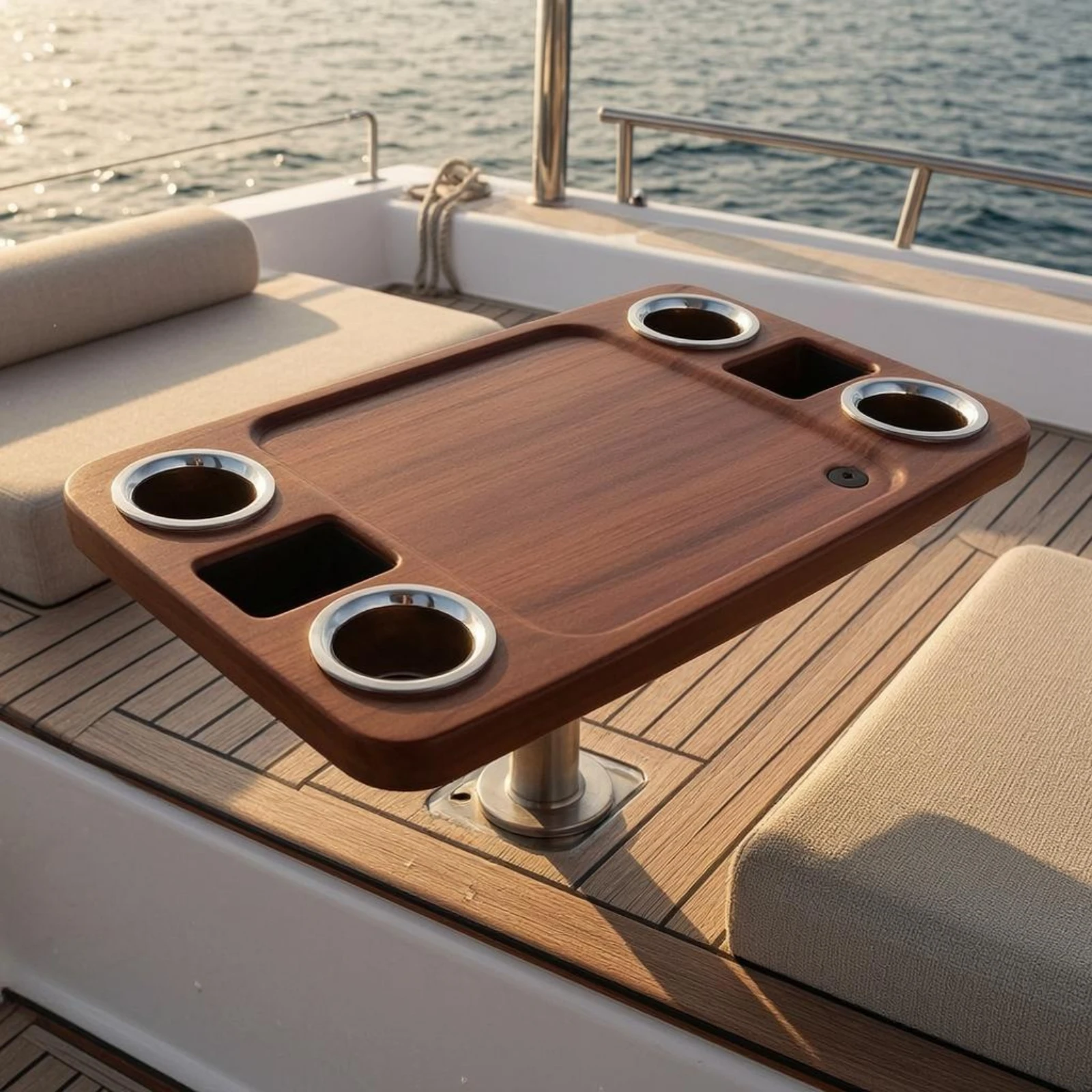 RV Table Storage Slots Yacht Table Portable Dining Surface Drainage Hole