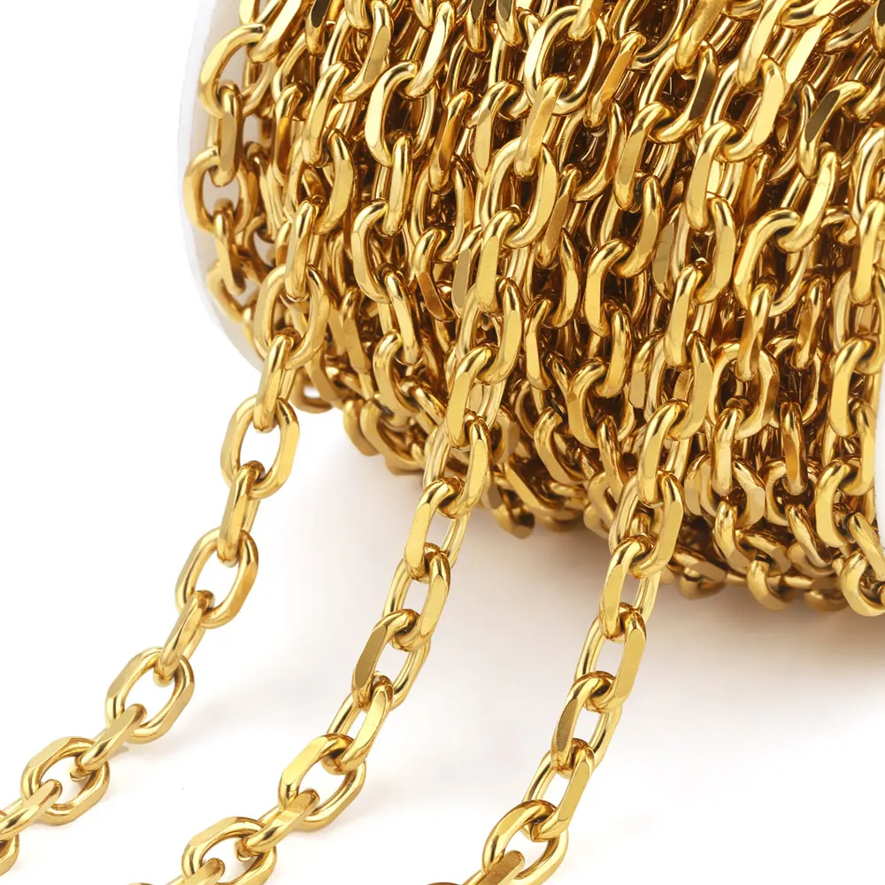 

1m Stainless Steel Cuban Chains For Jewelry Makings For DIY Rolo Strong Link Necklace Bracelet Bulk Chain Findings Accessories