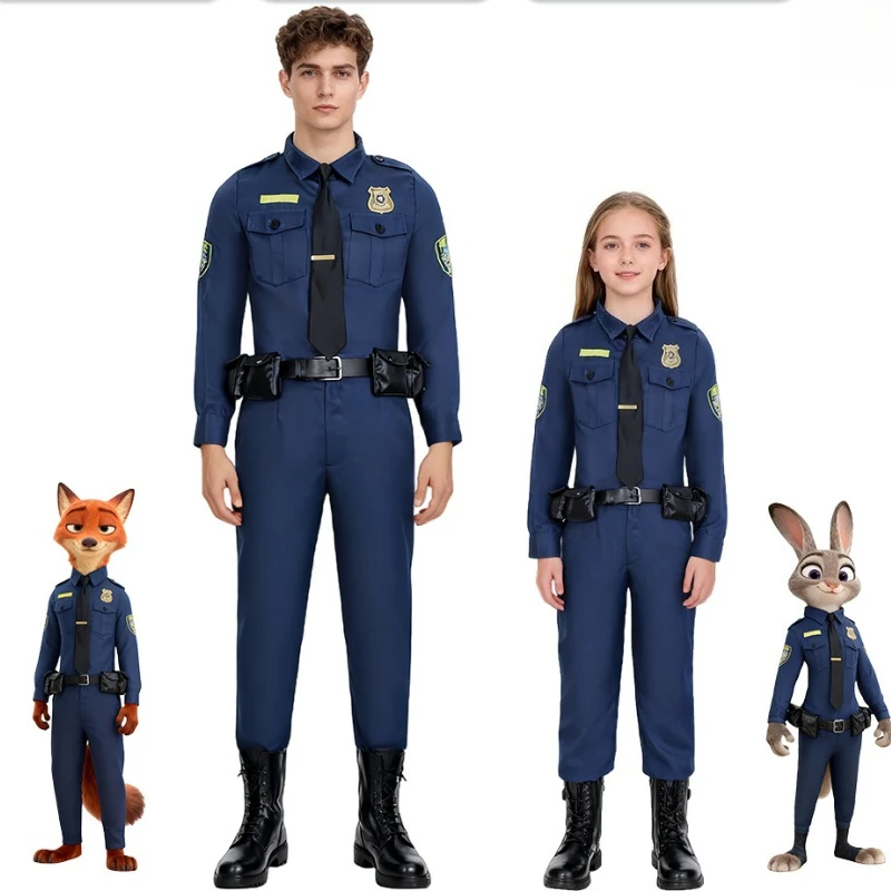 Zootopia 2 Judy Hopps Cosplay, Strój Królika Policjanta dla Dzieci, Zestaw do Odgrywania Ról, Anime, Nick Wilde