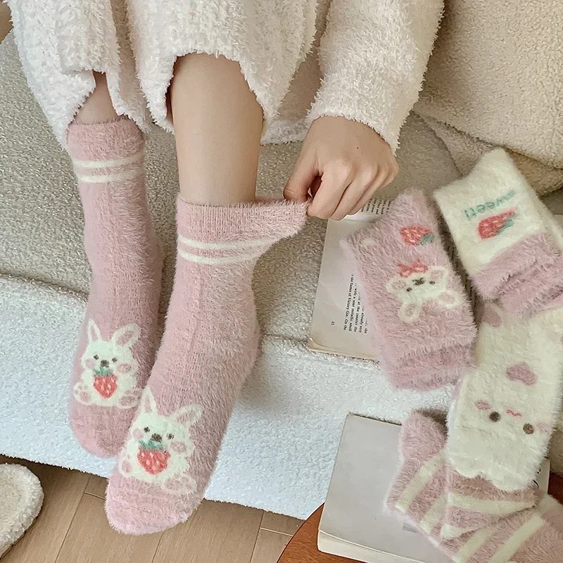 Socks For Women New Autumn Winter Thick Soft Home Cartoon Floor Socks Female Cute Korean Style Girls Fuzzy Socks Kawaii Novelty