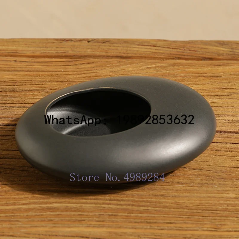 A2 Chinese Style Ceramics Vase Flower Pot Black White Cobblestone Deformation Flower Arrangement Accessories Modern  Decoration