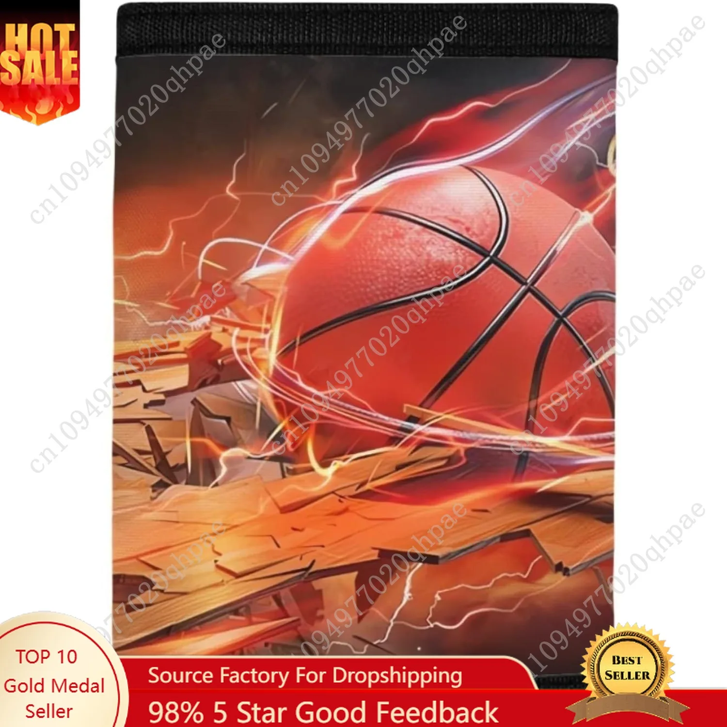 

INSTANTARTS Child Wallet Golden Fire Basketball Trifold Wallets Coin Purse for Tollder Kids Boys Flame Ball Moneybag Organizer f