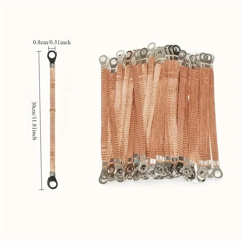 20pcs Bridge Connection Ground Wire Ground Strap Copper Cable Kit For PV Solar Distribution Box Copper Clad Aluminum Ground Wire